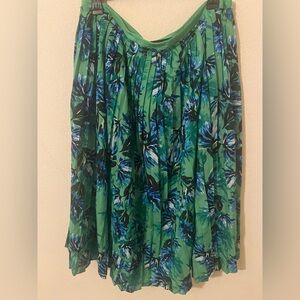 Banana Republic Green and Blue Floral A-Line Skirt